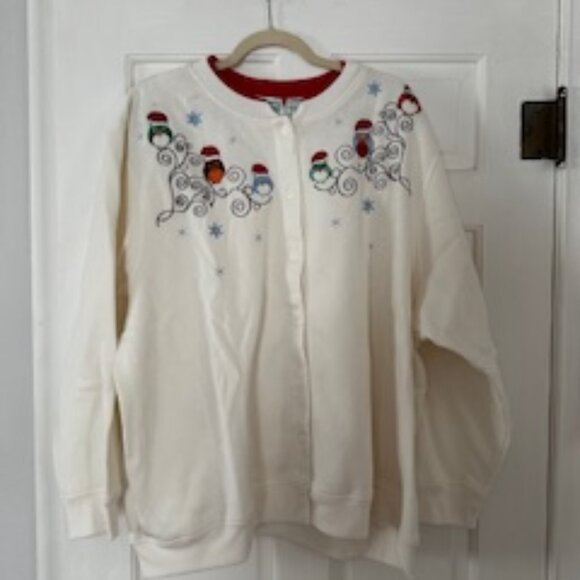 Vintage Christmas Button Sweatshirt - Picture 1 of 5
